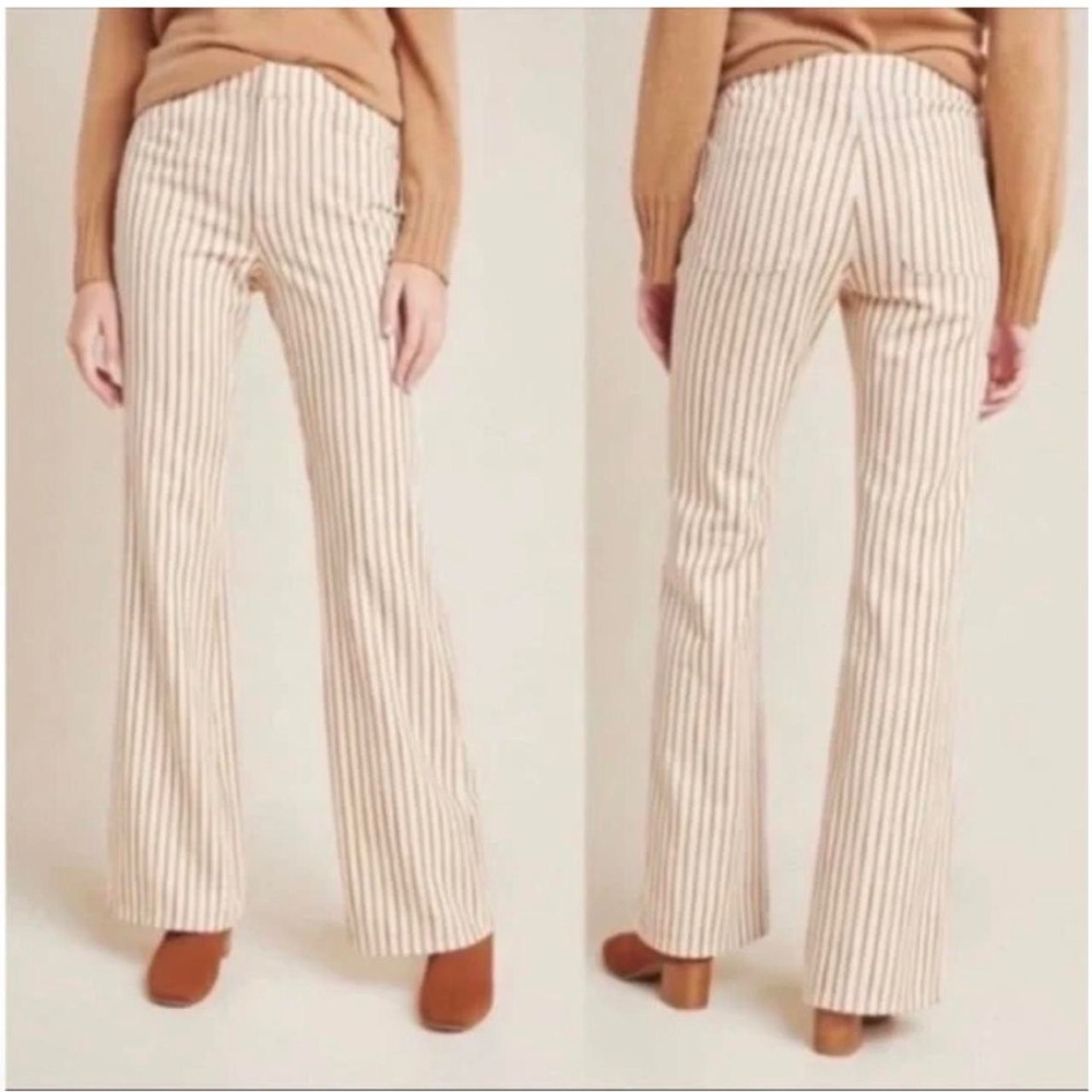 Anthropologie Kellie Orange and cream striped flare pants - Picture 2 of 8